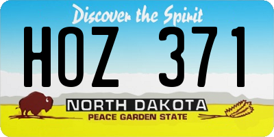 ND license plate HOZ371