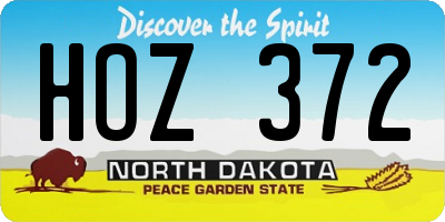 ND license plate HOZ372