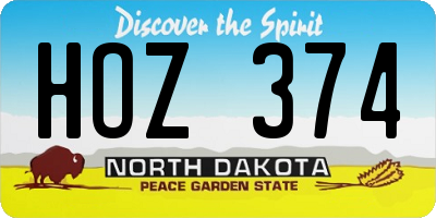 ND license plate HOZ374
