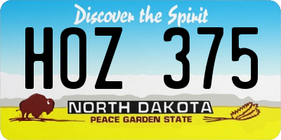 ND license plate HOZ375