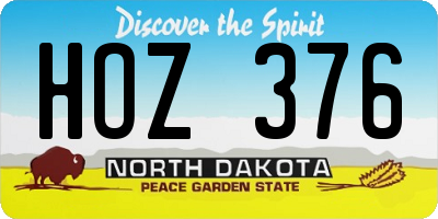 ND license plate HOZ376