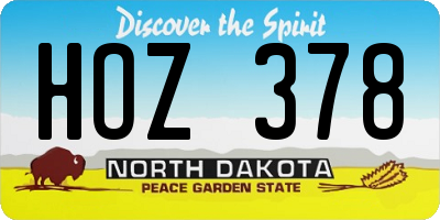 ND license plate HOZ378