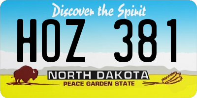 ND license plate HOZ381