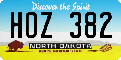 ND license plate HOZ382