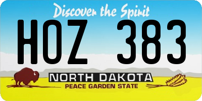 ND license plate HOZ383