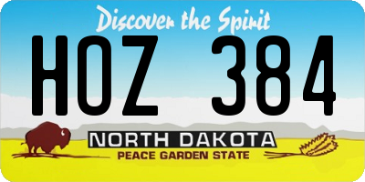 ND license plate HOZ384