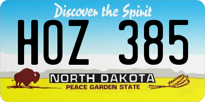 ND license plate HOZ385