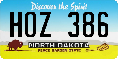 ND license plate HOZ386