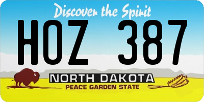 ND license plate HOZ387