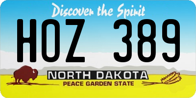 ND license plate HOZ389
