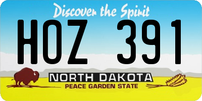 ND license plate HOZ391