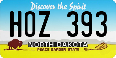 ND license plate HOZ393