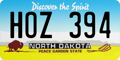 ND license plate HOZ394