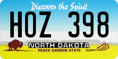 ND license plate HOZ398