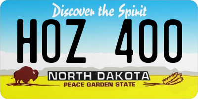 ND license plate HOZ400
