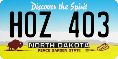 ND license plate HOZ403