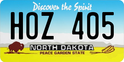 ND license plate HOZ405