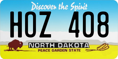 ND license plate HOZ408