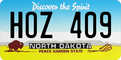 ND license plate HOZ409