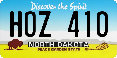ND license plate HOZ410