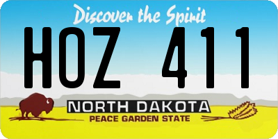 ND license plate HOZ411