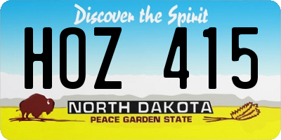 ND license plate HOZ415