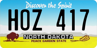 ND license plate HOZ417