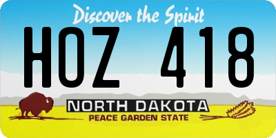 ND license plate HOZ418