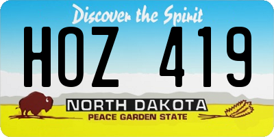 ND license plate HOZ419