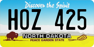 ND license plate HOZ425