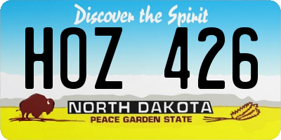 ND license plate HOZ426