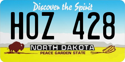 ND license plate HOZ428
