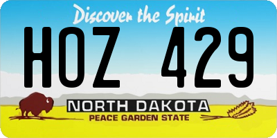 ND license plate HOZ429