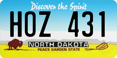 ND license plate HOZ431