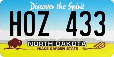ND license plate HOZ433