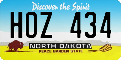ND license plate HOZ434