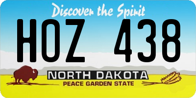 ND license plate HOZ438