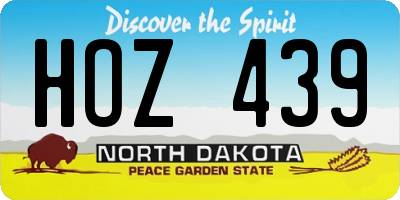 ND license plate HOZ439