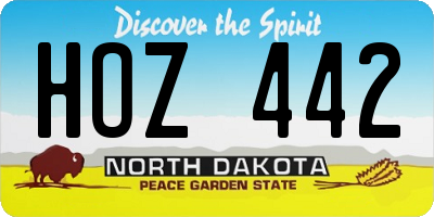 ND license plate HOZ442