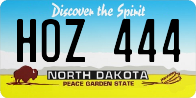 ND license plate HOZ444