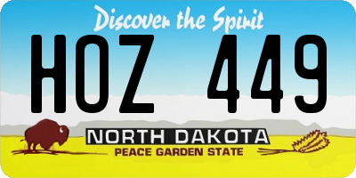 ND license plate HOZ449