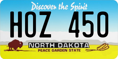 ND license plate HOZ450