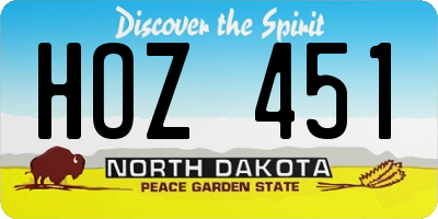 ND license plate HOZ451