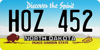 ND license plate HOZ452