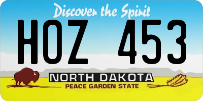 ND license plate HOZ453