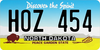 ND license plate HOZ454