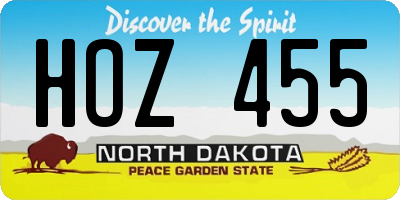 ND license plate HOZ455