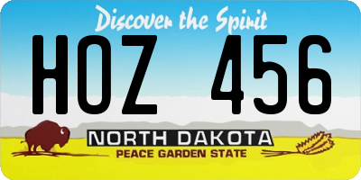 ND license plate HOZ456