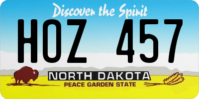 ND license plate HOZ457