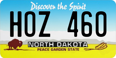 ND license plate HOZ460